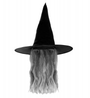 Klobouk čarodejnice s šedivými vlasy - W 5155G