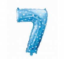 Fóliový balónek 61 cm - číslice 7 - modrý s potiskem - 412067