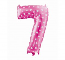 Fóliový balónek 61 cm - číslice 7 - růžový s potiskem - 412057