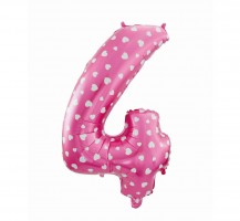 Fóliový balónek 61 cm - číslice 4 - růžový s potiskem - 412054