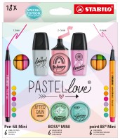 Souprava - STABILO Pastellove - 18 ks - jemné linery, prémiové vláknové fixy a zvýrazňovače