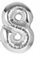 Fóliový balónek 40 cm - číslice 8 - stříbrný - 24226