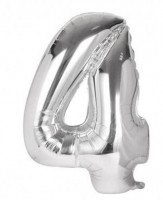 Fóliový balónek 40 cm - číslice 4 - stříbrný - 24226