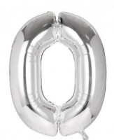 Fóliový balónek 40 cm - číslice 0 - stříbrný - 24226