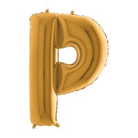 Balónek fóliový 102 cm - písmeno P - zlatý - WGOLD P