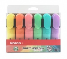 Sada zvýrazňovačů Kores - Bright Liner Plus Pastel - 6 ks - 36616