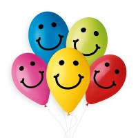 Balónky nafukovací - potisk usměvavý obličej - 5 ks - PG90