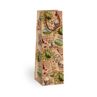 Dárková taška NATUR na víno - 11 x 36 cm - 0734-0080