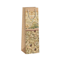 Dárková taška NATUR na víno - 11 x 36 cm - 0734-0121