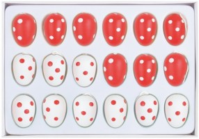 Dřevěné vajíčko na zavěšení - 2,5 cm, 18 ks v krabičce - 7367