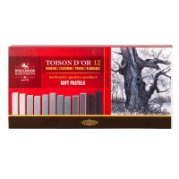 Souprava prašných umělecých pastelů - šedé - 12 ks - 8592 GY