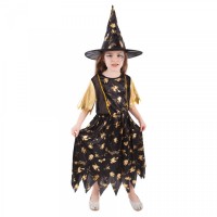 Karnevalový kostým - čarodějnice černo-zlatá - vel. M - 423237