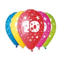 Nafukovací balónky - potisk číslice 10 - 5 ks - P5GS110-10