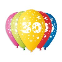 Nafukovací balónky - potisk číslice 30 - 5 ks - P5GS110-30