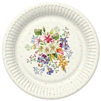 Papírové talíře velké - Delicate Flowers - 23 cm - 8 ks - TD02_OG_034401