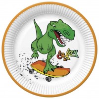 Papírové talíře velké - Crazy Dino - 23 cm - 8 ks - TD02_OG_036301