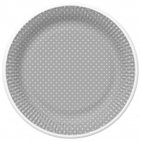 Papírové talíře velké - White Dots on Grey - 23 cm - 8 ks - TD02_OG_036805