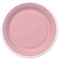 Papírový talíř velký - White Dots on Pink - 23 cm - 8 ks - TD02_OG_036803
