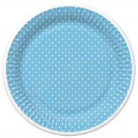Papírový talíř velký - White Dots on Blue - 23 cm - 8 ks - TD02_OG_036804