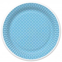Papírové talíře velké - White Dots on Blue - 23 cm - 8 ks - TD02_OG_036804