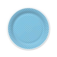 Papírový talíř malý - White Dots on Blue - 18 cm - 8 ks - TD01_OG_036804