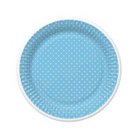 Papírové talíře malé - White Dots on Blue - 18 cm - 8 ks - TD01_OG_036804