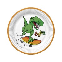 Papírové talíře malé - Crazy Dino - 18 cm - 8 ks - TD01_OG_036301