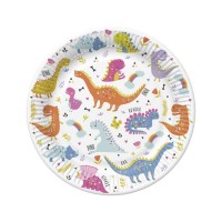 Papírové talíře malé - Funny Dinosaurus - 18 cm - 8 ks - TD01_OG_036001