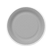 Papírový talíř malý - White Dots on Grey - 18 cm - 8 ks - TD01_OG_036805