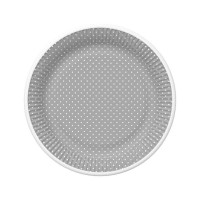 Papírové talíře malé - White Dots on Grey - 18 cm - 8 ks - TD01_OG_036805