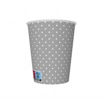 Papírové kelímky - White Dots on Grey - 250 ml - 8 ks - KD01_OG_036805