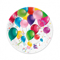 Papírový talíř malý - Party Balloons - 18 cm - 8 ks - TM01_OG_028601
