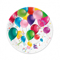 Papírové talíře malé - Party Balloons - 18 cm - 8 ks - TM01_OG_028601