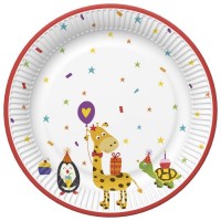 Papírové talíře velké - Cute Party Animals - 23 cm - 8 ks - TD02_OG_036901