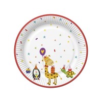 Papírové talíře malé - Cute Party Animals - 18 cm - 8 ks - TD01_OG_036901