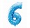 Balónek fóliový 64 cm - číslice 6 - modrý s potiskem - 412066