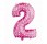 Balónek fóliový 64 cm - číslice 2 - růžový s potiskem - 412052